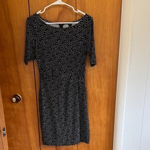 Ann Taylor Black and White Dotted Midi Dress